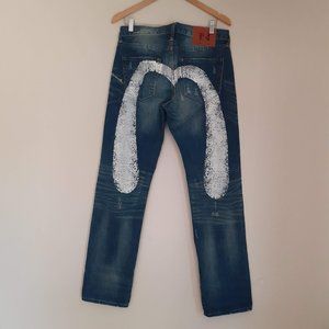 EVISU classic Seagull Daicock Japanese denim sz 32 Handcrafted Straight Leg
